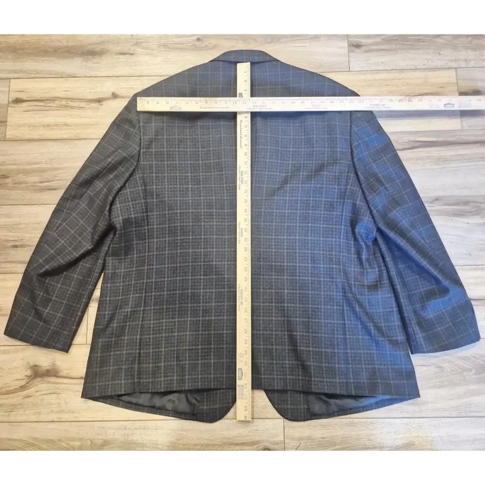 Oak Hill Mens Sport Coat Blazer 3XLT 54/56 Gray Plaid Wool Blend Big Tall